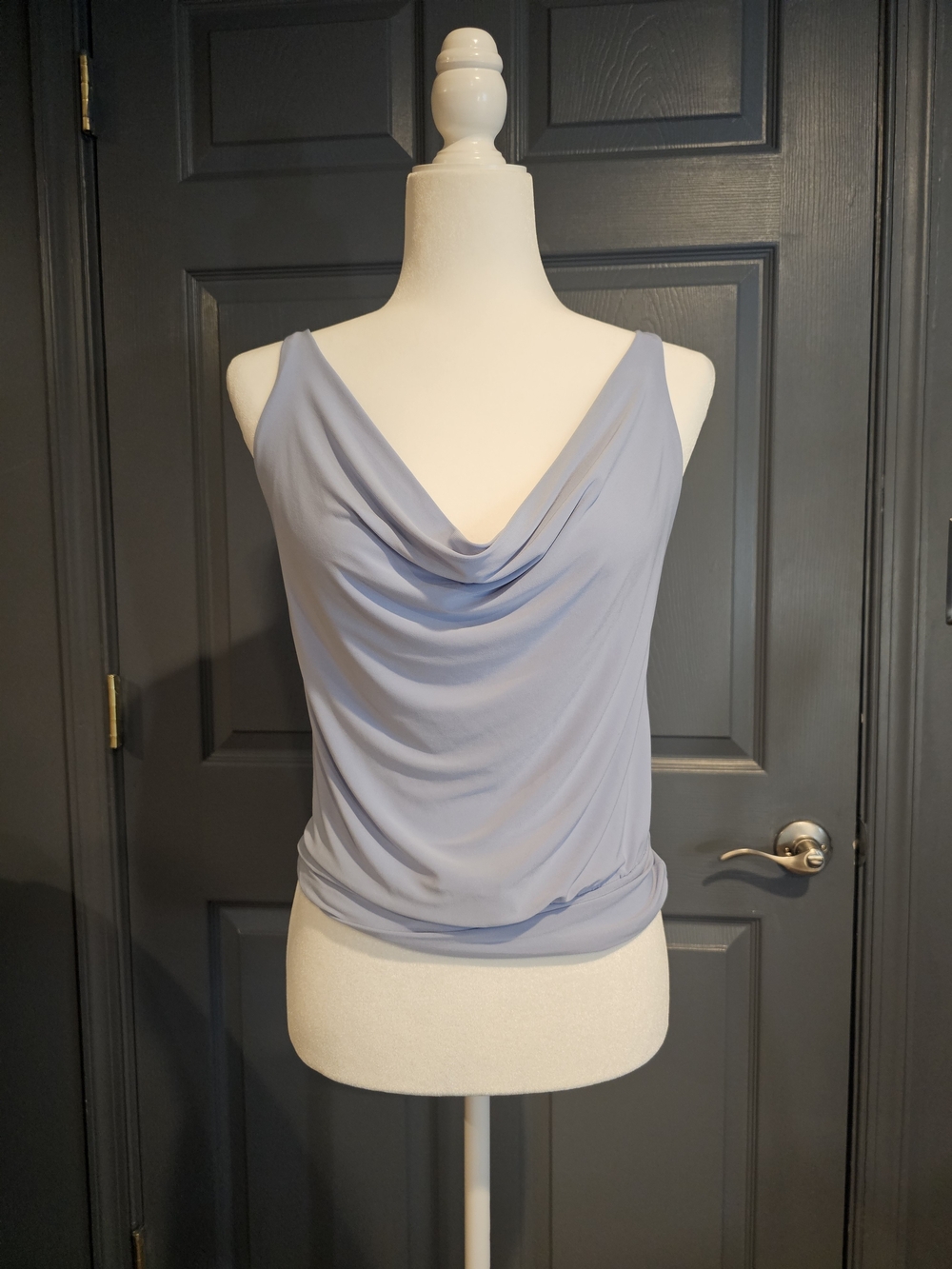Zara Light Blue‎ Draped Cowl Neck Women's Tank Style Bodysuit Size M